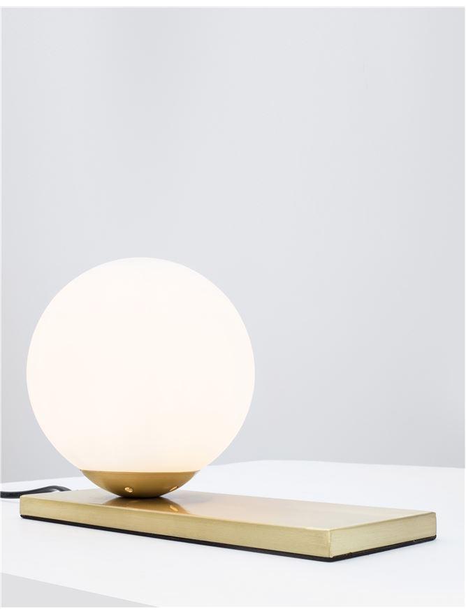 Opal Glass & Brass Metal Base Table Lamp - ID 8624