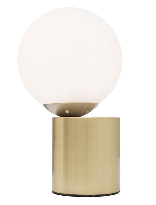 Opal Glass & Brass Metal Base Offset Table Lamp - ID 8625