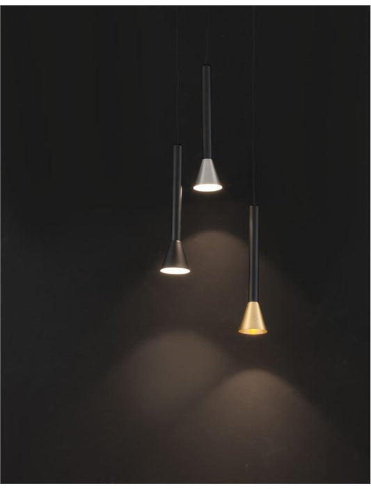 NAV Satin Nickel & Black Aluminium Cone Head Single Pendant - ID 10140