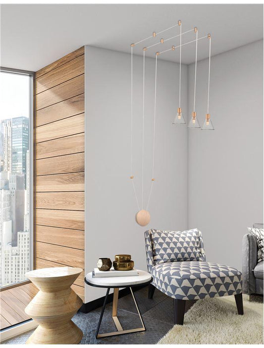 MAR Gold Aluminium & Clear Glass Tripple String Pendant - ID 10150