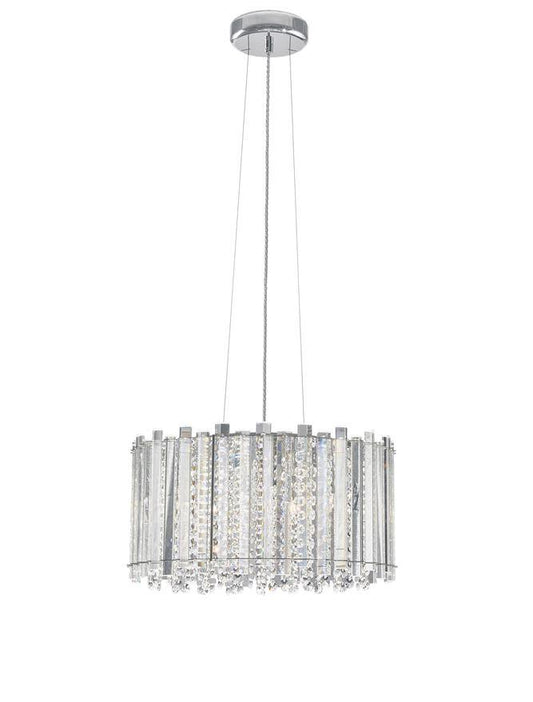 ELE Chrome Aluminium & K9 Crystal Adjustable Circular Pendant - ID 10486