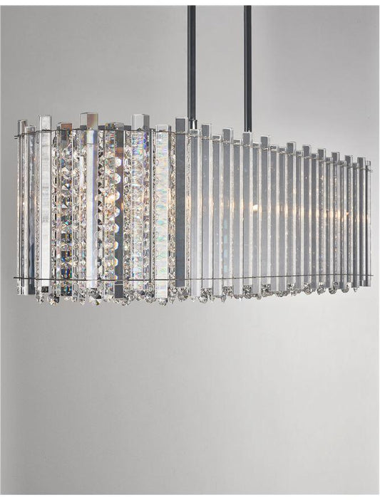 ELE Chrome Aluminium & K9 Crystal Adjustable Oval Pendant - ID 10485