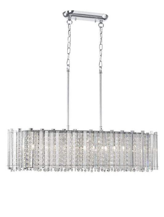 ELE Chrome Aluminium & K9 Crystal Adjustable Oval Pendant - ID 10485