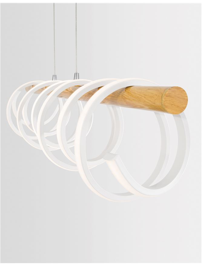 Linear Wooden Pendant with Spiral LED - ID 11402