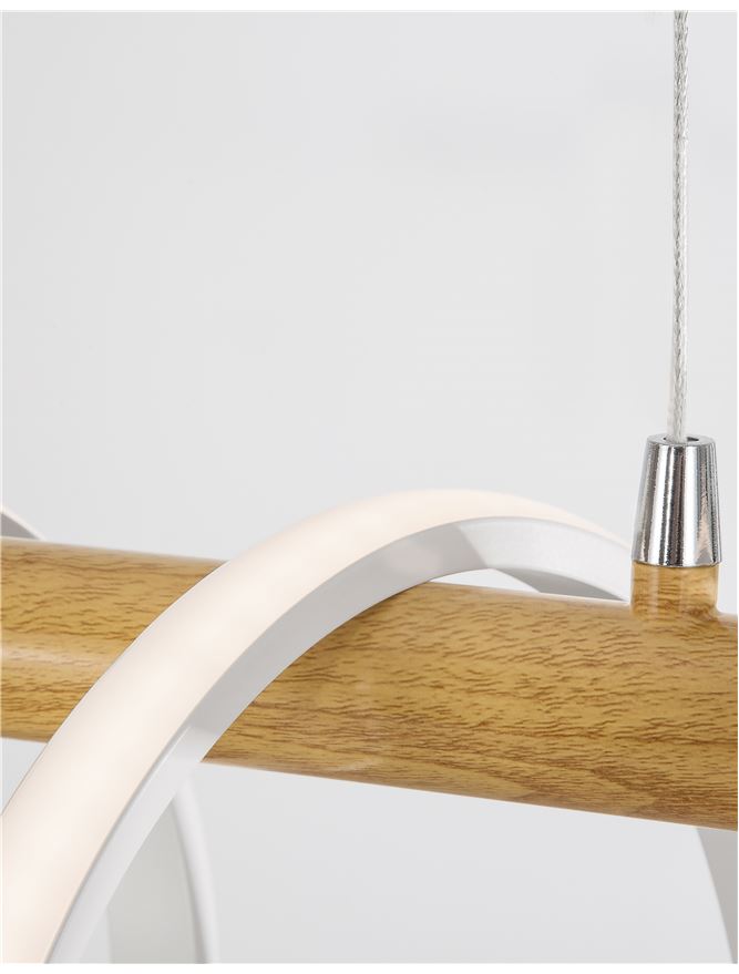 Linear Wooden Pendant with Spiral LED - ID 11402