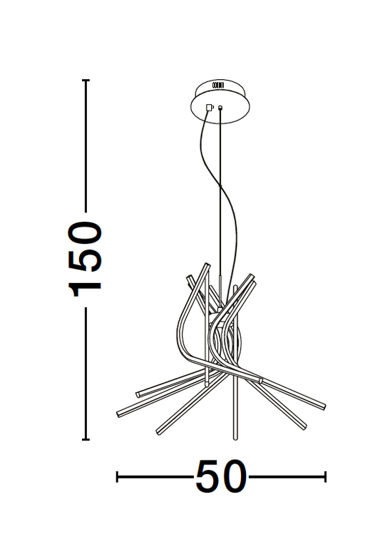 NOR Sandy Black Aluminium & Acrylic Tangle Pendant Medium - ID 10194