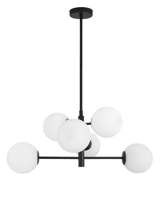 IMP Black Metal & Opal Orb 6 Light Ceiling Light - ID 10653