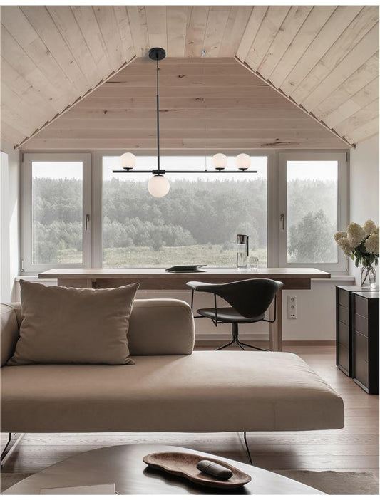 IMP Black Metal & Opal Orb 4 Light Ceiling Light - ID 10651