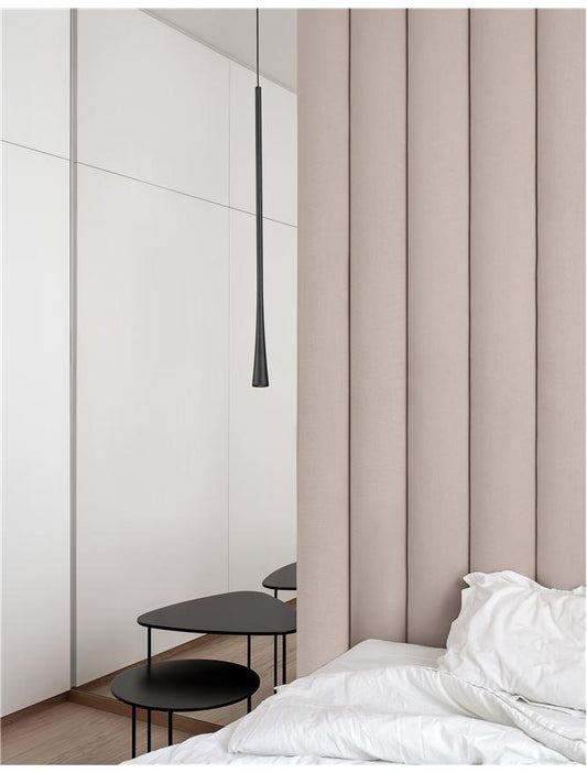 GOC Black Metal & Fabric Wire Flute Single Pendant - ID 9961