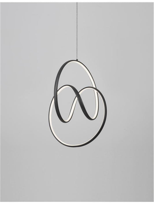 RIN Black Aluminium & Acrylic Knot Swirl Single Pendant - ID 10458