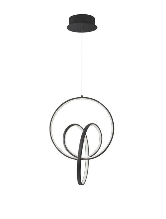 RIN Black Aluminium & Acrylic Knot Swirl Single Pendant - ID 10458
