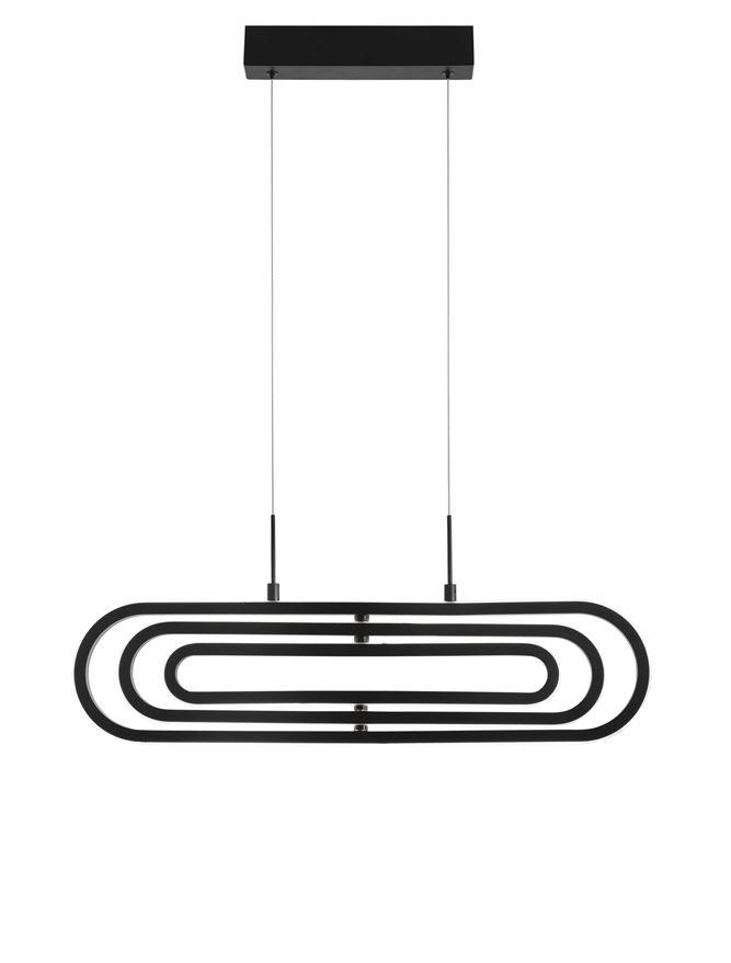 ART Matt Black Aluminium & Acrylic 3 Ring Oval Adjustable Pendant - ID 10086