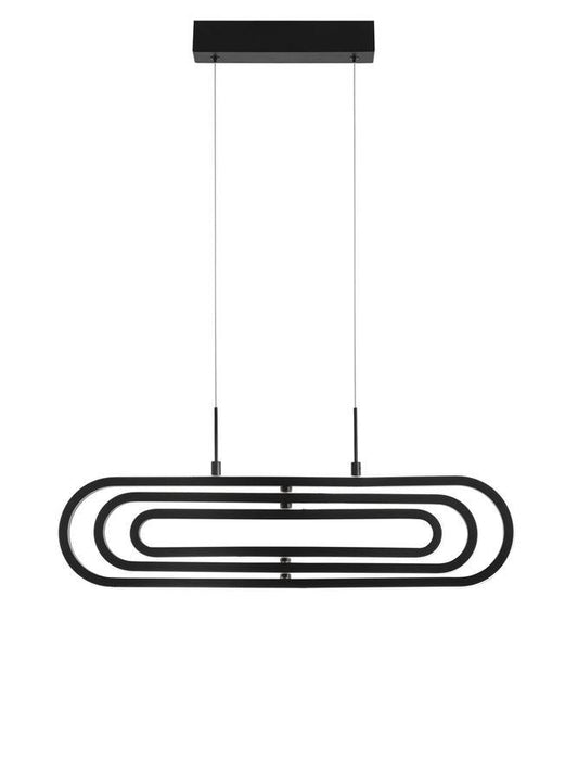 ART Matt Black Aluminium & Acrylic 3 Ring Oval Adjustable Pendant - ID 10086