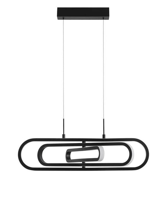 ART Matt Black Aluminium & Acrylic 3 Ring Oval Adjustable Pendant - ID 10086