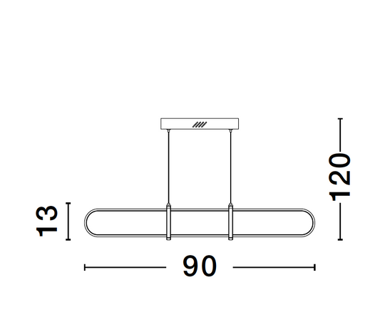 ART Gold Aluminium Ringed Oval Pendant - ID 10092