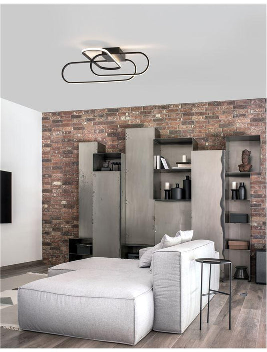 ART Matt Black Aluminium Tripple Oval Semi Flush Ceiling Light - ID 10089