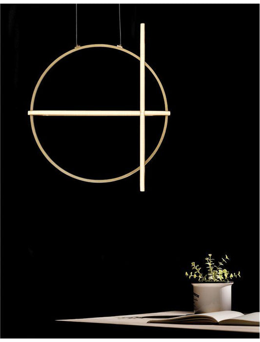 ART Gold Aluminium & Acrylic 3 Ring Pendant - ID 10091