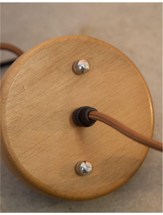 ADA Natural Wood & Dark Brown Fabric Cable Reversible Single Pendant - ID 10439