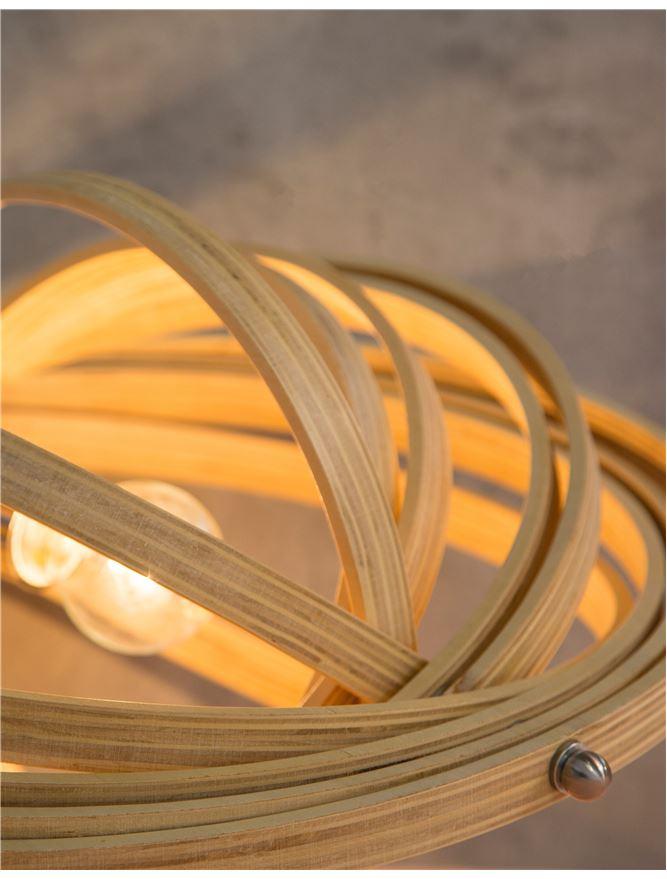 ASC Natural Wood & Dark Brown Fabric Cable Jumble Arrangement Single Pendant - ID 10440