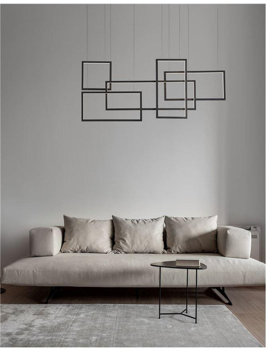 COR Sandy Black Aluminium & Acrylic Squaretangle Linear Bar Pendant - ID 10143