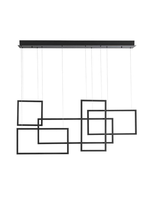 COR Sandy Black Aluminium & Acrylic Squaretangle Linear Bar Pendant - ID 10143