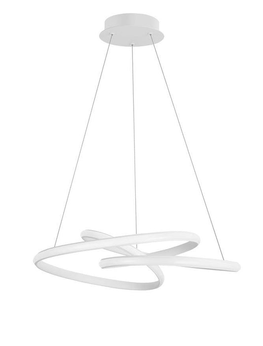 MENT Dimmable Sandy White Aluminium & Acrylic Knotted Swirl Pendant - ID 10454