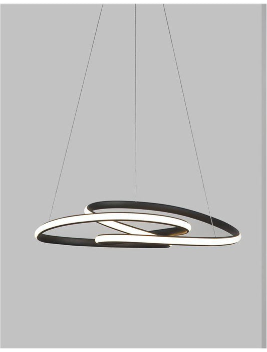 MENT Dimmable Sandy Black Aluminium & Acrylic Knotted Swirl Pendant - ID 10453