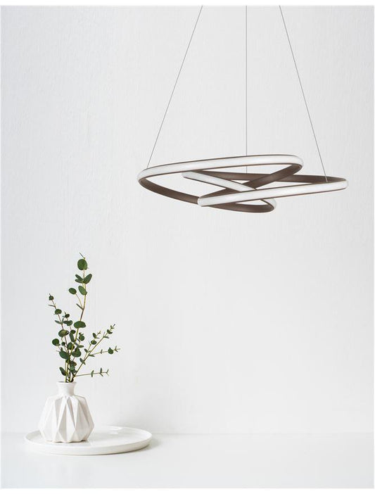 MENT Dimmable Sandy Coffee Aluminium & Acrylic Knotted Swirl Pendant - ID 10455