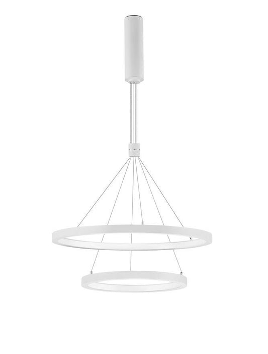 EMP Dimmable Sandy White Aluminium & Acrylic Twin Ring Pendant - ID 10211