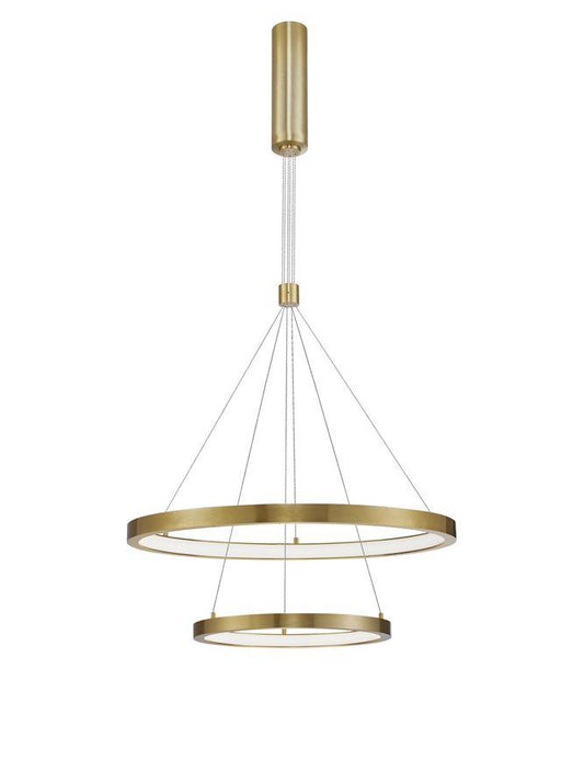 EMP Dimmable Brass Gold Aluminium & Acrylic Twin Ring Pendant - ID 10196