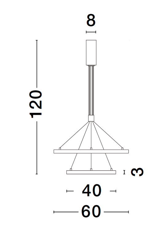 EMP Dimmable Brass Gold Aluminium & Acrylic Twin Ring Pendant - ID 10196