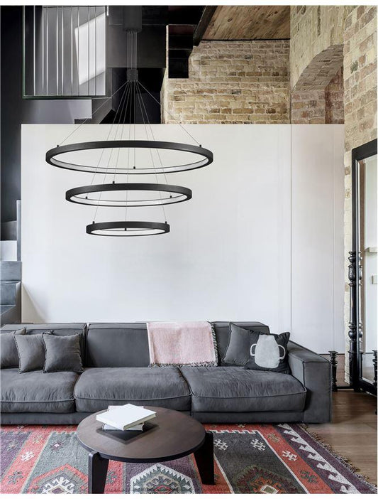 EMP Dimmable Sandy Black Aluminium & Acrylic Tripple Ring Pendant - ID 10200