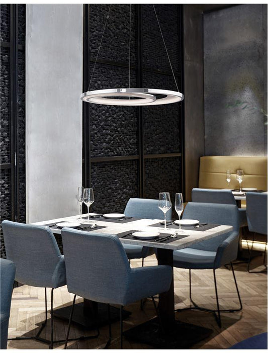 GAL Chrome Aluminium & Acrylic Dimmable Galactic Rings Pendant Small - ID 10473