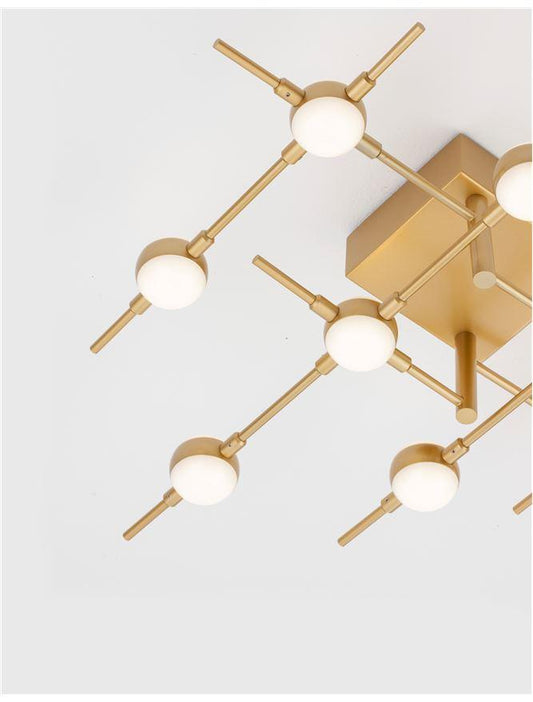 ATO Gold Metal & Acrylic 10 Lamp Molecule Semi Flush Ceiling Light - ID 10085