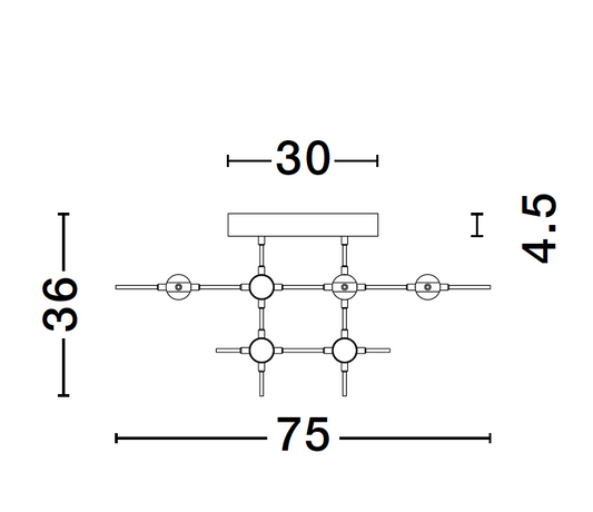 ATO Gold Metal & Acrylic 18 Lamp Molecule Semi Flush Ceiling Light - ID 10083