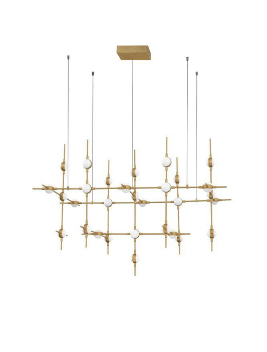 ATO Gold Metal & Acrylic 30 Lamp Molecule Pendant With Remote Control - ID 10079