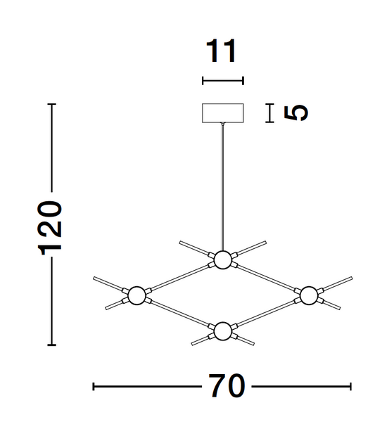 ATO Gold Metal & Acrylic 4 Lamp Molecule Pendant - ID 10077