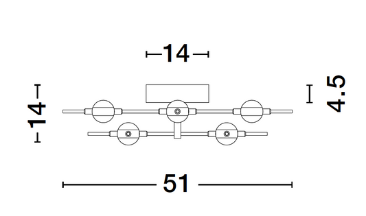 ATO Gold Metal & Acrylic 8 Lamp Molecule Semi Flush Ceiling Light - ID 10084