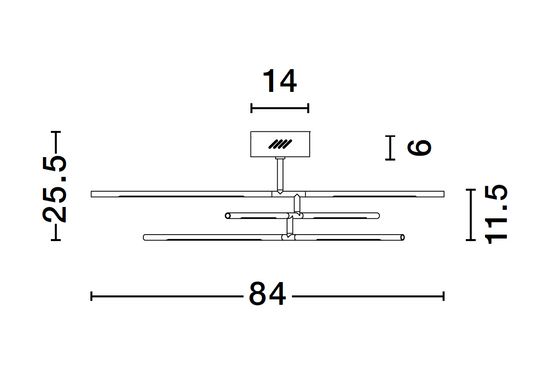 RAC Gold Metal & Acrylic Tubular 6 Lamp Adjustable Ceiling Light - ID 10103