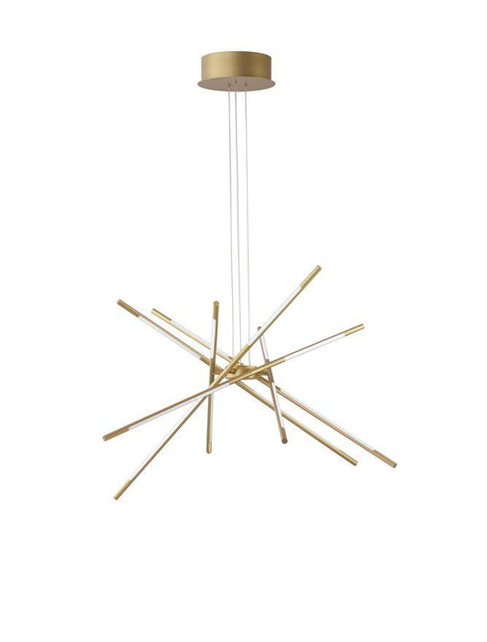 RAC Gold Metal & Acrylic Tubular 12 Lamp Adjustable Pendant With Remote Control - ID 10099