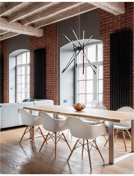 RAC Black Metal & Acrylic Tubular 12 Lamp Adjustable Pendant With Remote Control - ID 10107