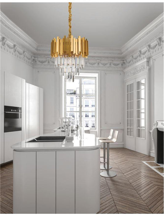 GRA Gold Metal & Crystal Contemporary Chandelier Small - ID 10476