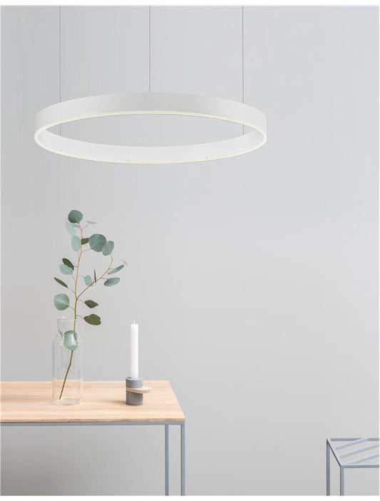 MOT Dimmable Sandy White Aluminium & Acrylic Ring Pendant Small - ID 10207