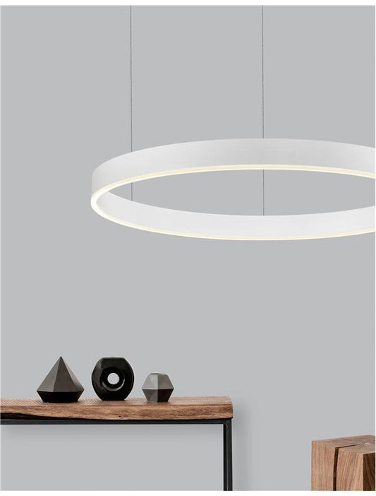 MOT Dimmable Sandy White Aluminium & Acrylic Ring Pendant Medium - ID 10208
