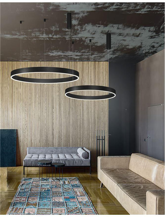 MOT Dimmable Sandy Black Aluminium & Acrylic Ring Pendant Small - ID 10204