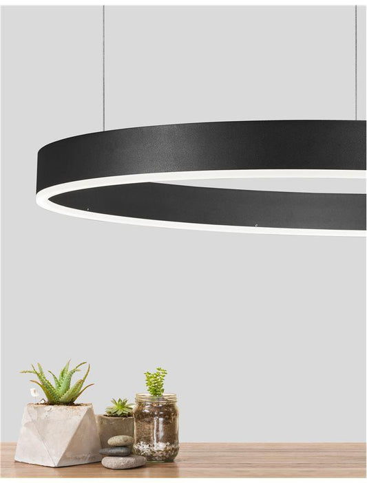 MOT Dimmable Sandy Black Aluminium & Acrylic Ring Pendant Medium - ID 10205
