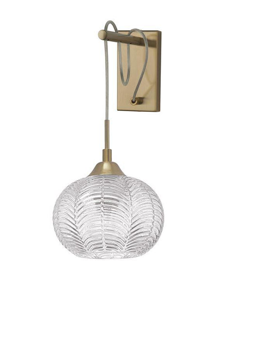 VAR Clear Waved Glass & Satin Gold Metal Single Wall Light - ID 10033