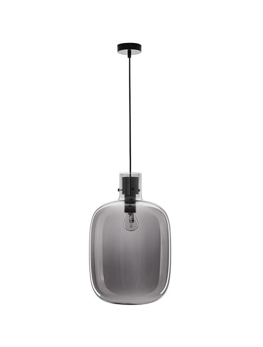 CIN Smoked Glass & Brass Black Large Single Pendant - ID 11805