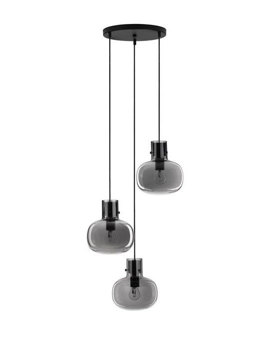 CIN Smoked Glass & Black Metal 3 Lamp Multi Pendant - ID 11807