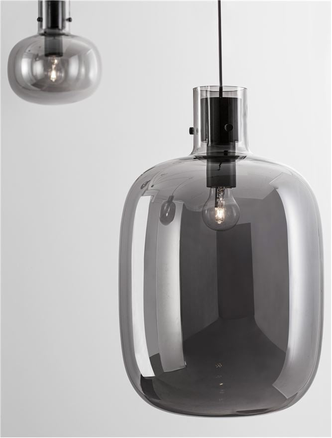 CIN Smoked Glass & Black Metal 4 Lamp Decentralised Multi Pendant - ID 11810
